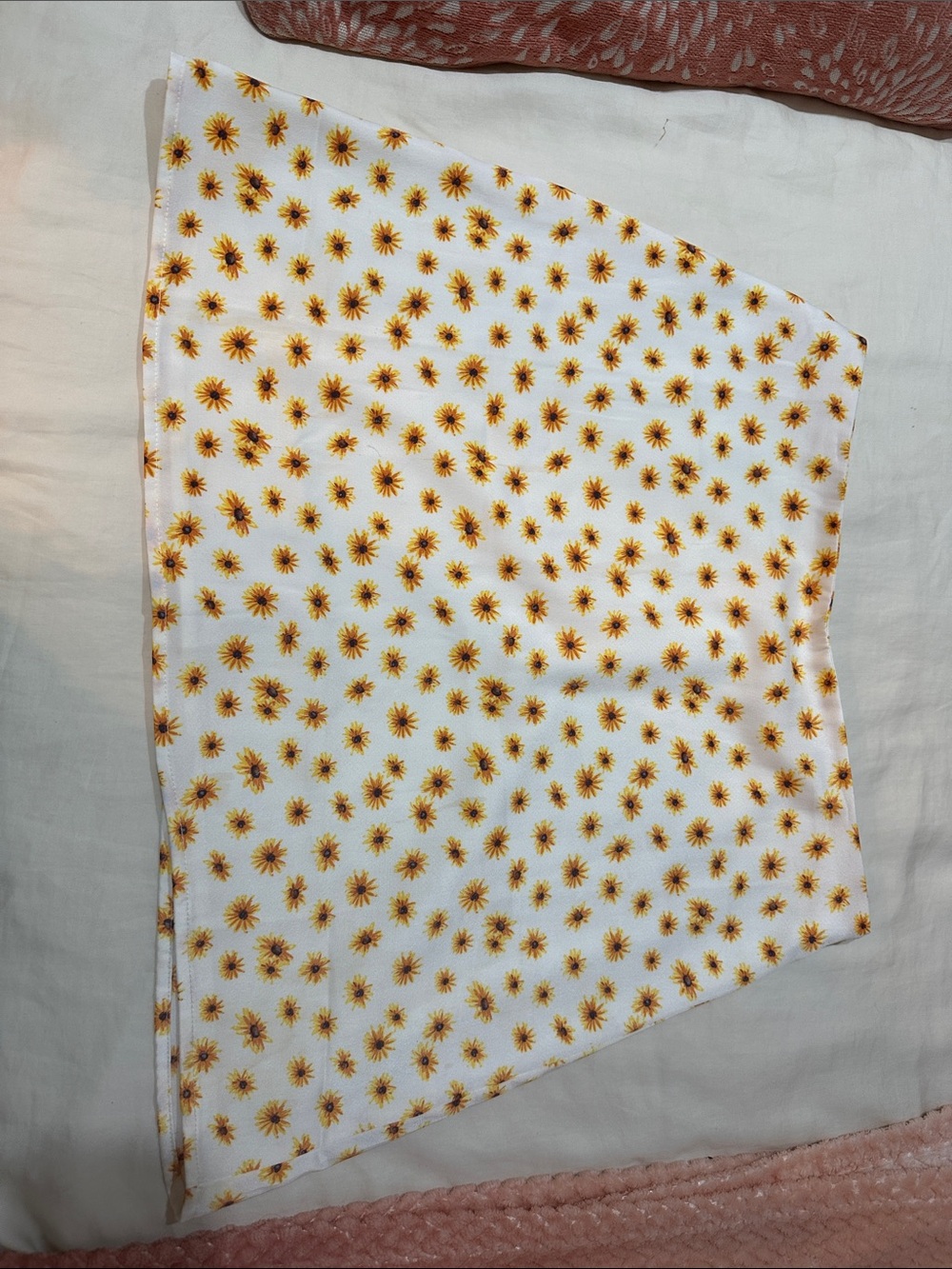 White Sunflower Print Skirt